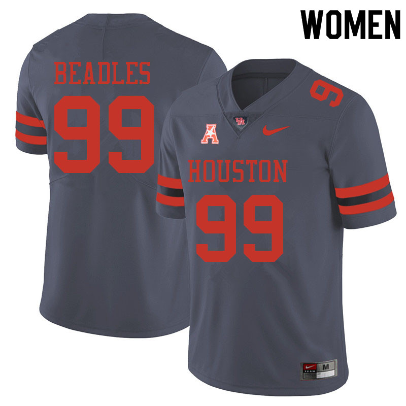 Women #99 Justin Beadles Houston Cougars College Football Jerseys Sale-Gray - Click Image to Close